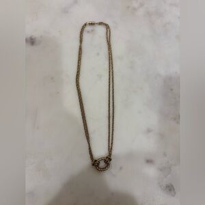 Gold Knotted Oval Necklace